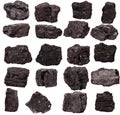 Set of piece of coal isolated on a white Royalty Free Stock Photo