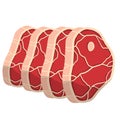 Set of Piece of raw meat. Cartoon illustration. Cut off half beef piece Royalty Free Stock Photo