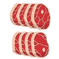 Set of Piece of raw meat. Cartoon illustration. Cut off half beef piece. Royalty Free Stock Photo