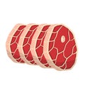 Set of Piece of raw meat. Cartoon illustration. Cut off half beef piece. Royalty Free Stock Photo