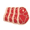 Set of Piece of raw meat. Cartoon illustration. Royalty Free Stock Photo