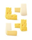 Set of Pieces Cheese Swiss Bri Camembert Royalty Free Stock Photo