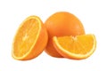 Set of pieces of juicy oranges isolated