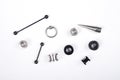 Set of piercing accessories on white background Royalty Free Stock Photo