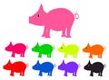 Set pigs of different colors piggys