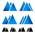 Set of pike, mountain peek symbols for alpine, wintersport theme