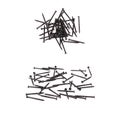 Set of pile of nails isolated over white background