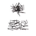 Set of pile of nails isolated over white background Royalty Free Stock Photo
