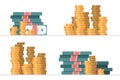 Set of piles of money vector illustration Royalty Free Stock Photo