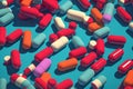 medicine pharmacy medical pharmaceutical tablet capsule drug pill medication illustration. Generative AI.