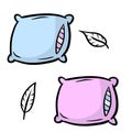 Set of pillows. Large and small object. Cartoon flat illustration