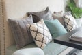set of pillows on luxuty sofa in living room Royalty Free Stock Photo