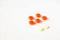 Set pills and tablets on white background. Pharmacy theme Royalty Free Stock Photo