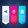 Set Pilot hat, Cloud with rain and Airport runway. Business infographic template. Vector