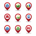 Set pin pointer icon GPS navigation element for map with red color Royalty Free Stock Photo