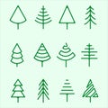 set of pines tree logo line art simple icon isolated vector illustration template graphic design. bundle collection of various Royalty Free Stock Photo