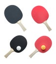 Set with ping pong rackets and balls on white background, top view Royalty Free Stock Photo