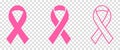 Set of pink awareness ribbon icons