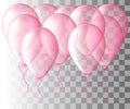 Set of pink balloon isolated in the air . Frosted party balloons for event design. Party decorations birthday, anniversary, celebr Royalty Free Stock Photo