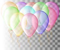 Set of pink balloon isolated in the air . Frosted party balloons for event design. Party decorations birthday, anniversary, celebr Royalty Free Stock Photo