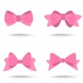 Set of pink bow for celebration christmas and birthday Royalty Free Stock Photo