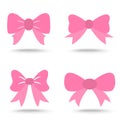 Set of pink bow for celebration christmas and birthday Royalty Free Stock Photo