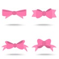 Set of pink bow for celebration christmas and birthday Royalty Free Stock Photo