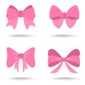 Set of pink bow for celebration christmas and birthday Royalty Free Stock Photo