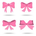 Set of pink bow for celebration christmas and birthday Royalty Free Stock Photo