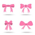 Set of pink bow for celebration christmas and birthday Royalty Free Stock Photo