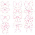 Set of Pink Bow Ribbon outline of different shape