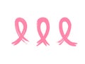 Set of pink breast cancer awareness ribbons painted with watercolor brush. Grunge, sketch, graffiti. Vector illustration. Royalty Free Stock Photo