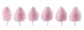 Set of pink cotton candy on sticks isolated on white Royalty Free Stock Photo