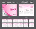 Set Pink Desk Calendar 2017 template design, cover Desk Calendar Royalty Free Stock Photo