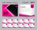 Set Pink Desk Calendar 2017 template design, cover Desk Calendar Royalty Free Stock Photo