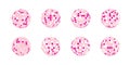 Set of pink discoball icons. Shining nightclub mirror sphere. Dance music party disco ball. Glitterball in 70s 80s 90s