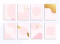 Set of pink flyers with gold design. Can be used for mobile webs Royalty Free Stock Photo