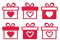 Set of gift boxes for Valentine`s Day. Vector illustration