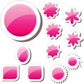 Set of pink glass gell buttons sticker tags