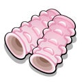 Set of pink hair curlers isolated on white background. Vector cartoon close-up illustration. Royalty Free Stock Photo