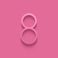 set of pink numbers on pink background, 3d illustration, eight