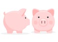 Set of pink piggy bank isolated on white background. Vector illustration Royalty Free Stock Photo