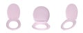 Set with pink plastic toilet seats on white. Banner design