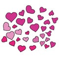 Set of pink and red vector hearts. Valentine`s day.Isolated on a white background Royalty Free Stock Photo