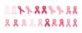 Set of pink ribbon icons. Pink October, Breast Cancer Awareness. Pink ribbons for Breast Reconstruction Awareness. Royalty Free Stock Photo