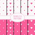 Set of pink romantic geometric seamless pattern