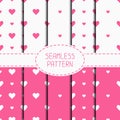 Set of pink romantic geometric seamless pattern