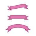 Set of pink stitched ribbon banners in flat design