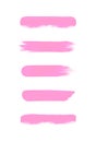 Set of pink stripe painted in watercolor isolated on white background, pink water color brush strokes set, illustration paint Royalty Free Stock Photo