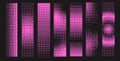 Set of pink stroke with pixelated bitmap texture. . Y2K aesthetics texture. Gradient textured background